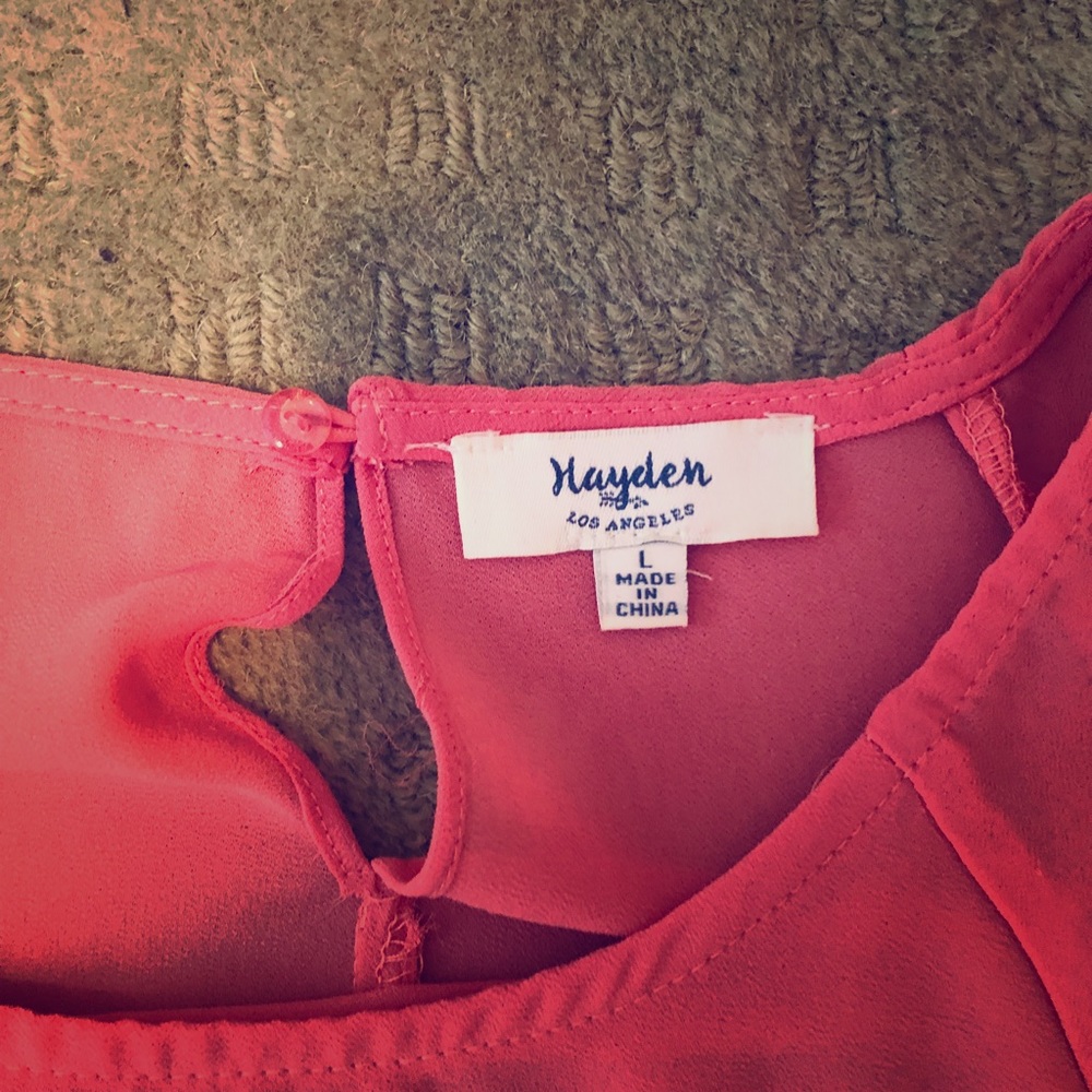 Hayden Los Angeles Pink Chiffon Bell Sleeve Blouse